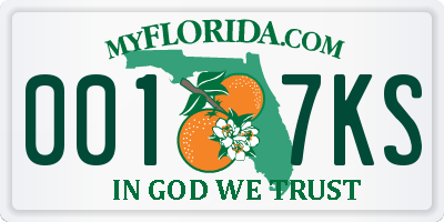 FL license plate 0017KS