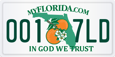 FL license plate 0017LD