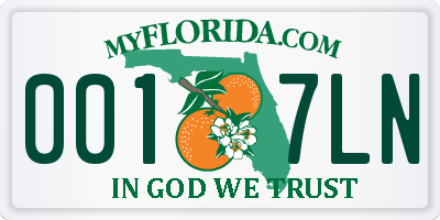 FL license plate 0017LN