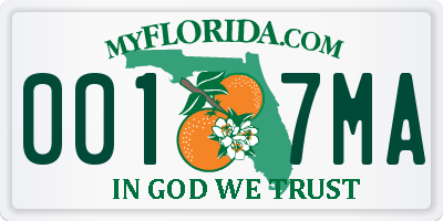 FL license plate 0017MA