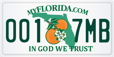 FL license plate 0017MB
