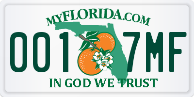 FL license plate 0017MF