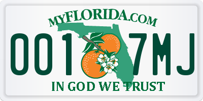 FL license plate 0017MJ