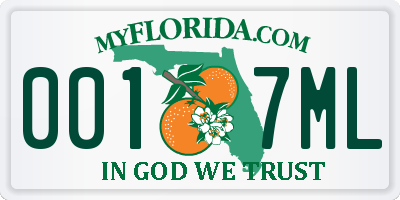 FL license plate 0017ML