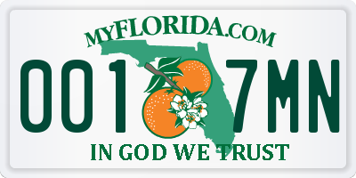 FL license plate 0017MN