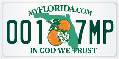 FL license plate 0017MP