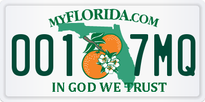 FL license plate 0017MQ