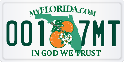 FL license plate 0017MT