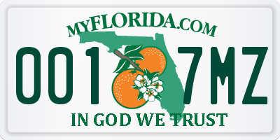 FL license plate 0017MZ