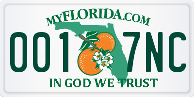 FL license plate 0017NC