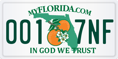 FL license plate 0017NF