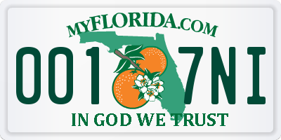 FL license plate 0017NI