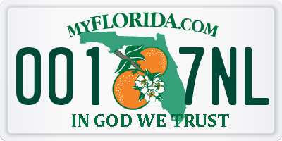 FL license plate 0017NL