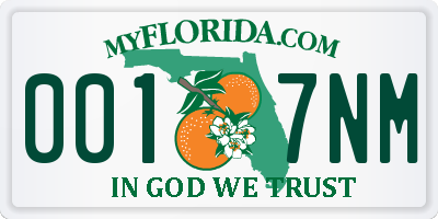 FL license plate 0017NM