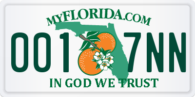 FL license plate 0017NN