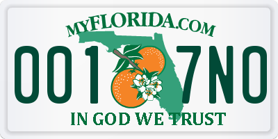 FL license plate 0017NO