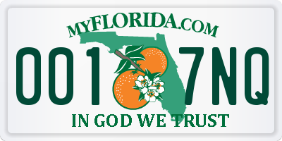 FL license plate 0017NQ
