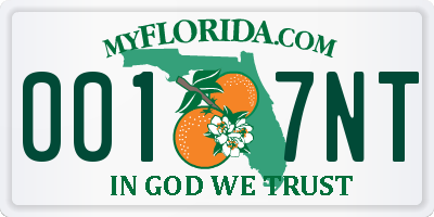 FL license plate 0017NT