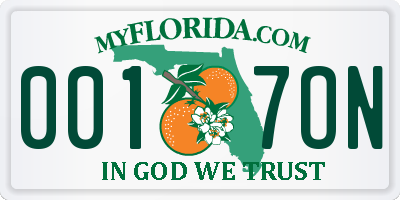 FL license plate 0017ON