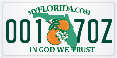 FL license plate 0017OZ