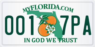 FL license plate 0017PA