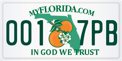 FL license plate 0017PB