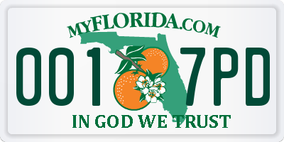 FL license plate 0017PD