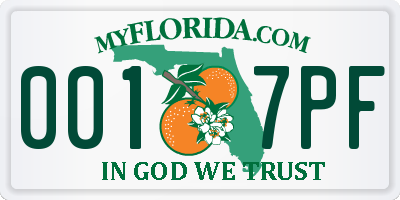 FL license plate 0017PF