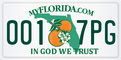 FL license plate 0017PG