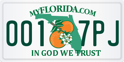 FL license plate 0017PJ