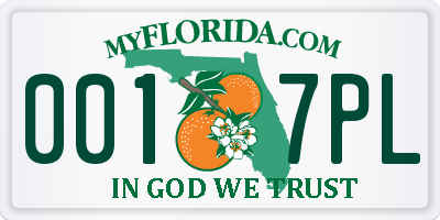 FL license plate 0017PL