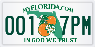 FL license plate 0017PM