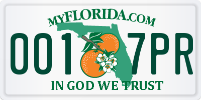 FL license plate 0017PR