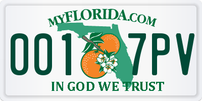 FL license plate 0017PV