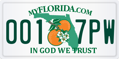 FL license plate 0017PW