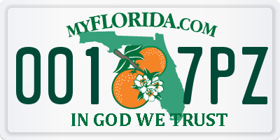 FL license plate 0017PZ