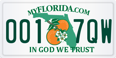 FL license plate 0017QW