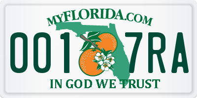 FL license plate 0017RA