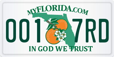 FL license plate 0017RD