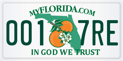 FL license plate 0017RE