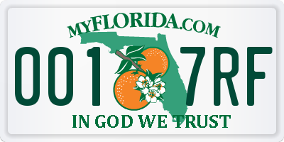 FL license plate 0017RF