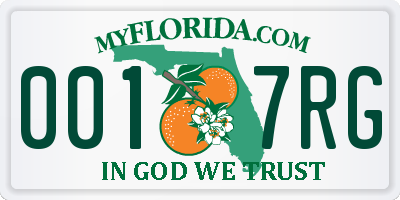 FL license plate 0017RG