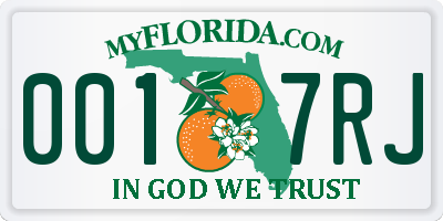 FL license plate 0017RJ