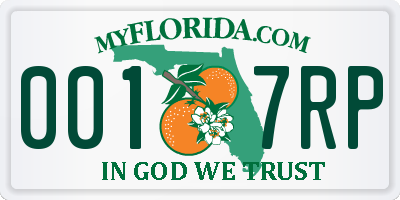 FL license plate 0017RP