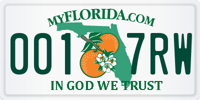 FL license plate 0017RW