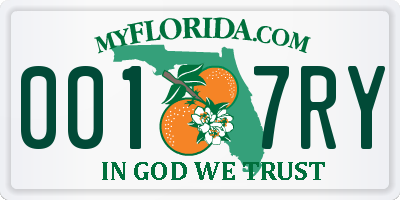FL license plate 0017RY