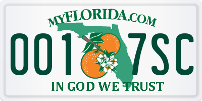 FL license plate 0017SC