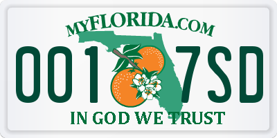 FL license plate 0017SD