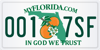 FL license plate 0017SF