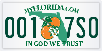 FL license plate 0017SO